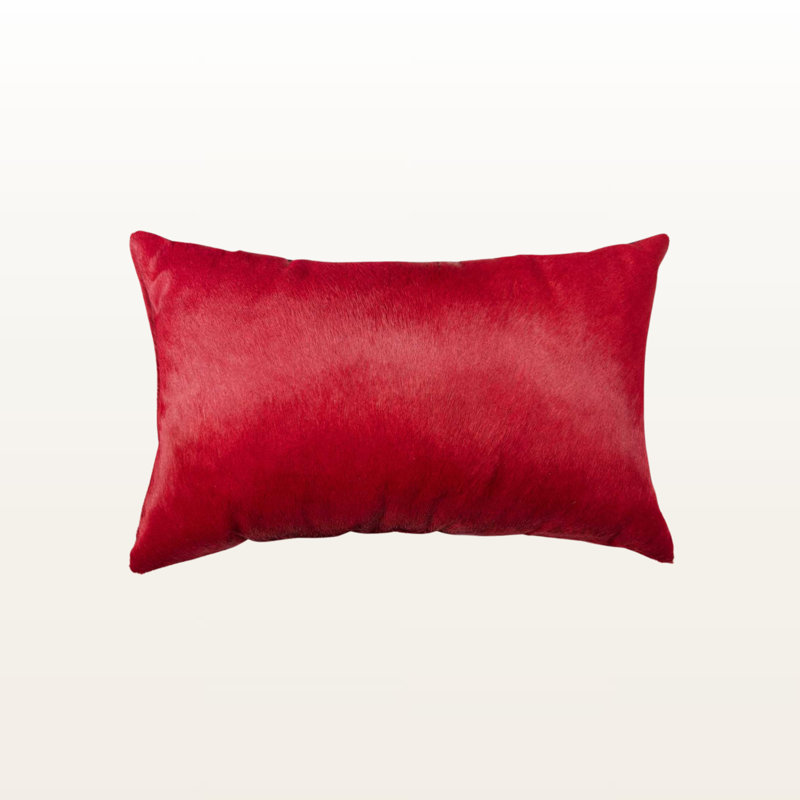 Coussin en cuir de vache 12 x 20 By Trio, Rouge vin