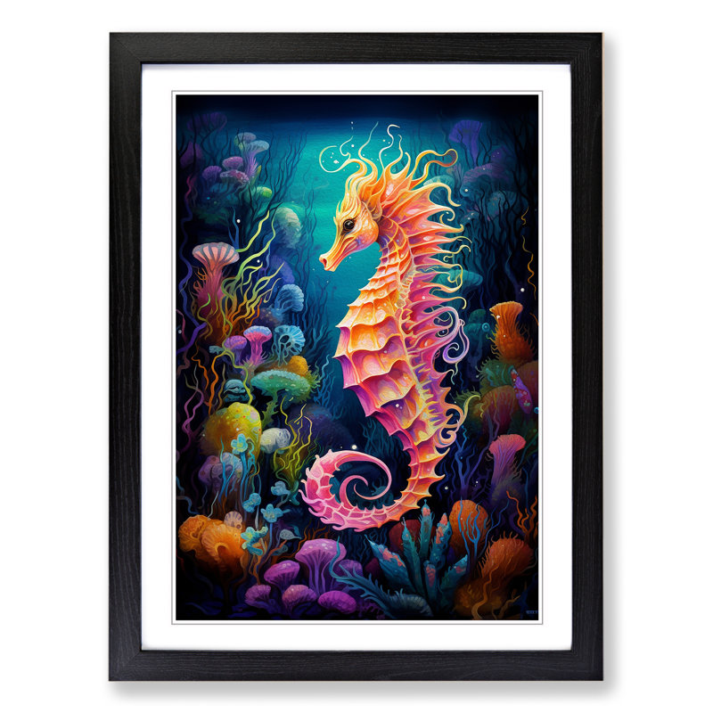 Seahorse Colour Field - Framed Print, 34cm H x 25cm W x 2cm D, Black 