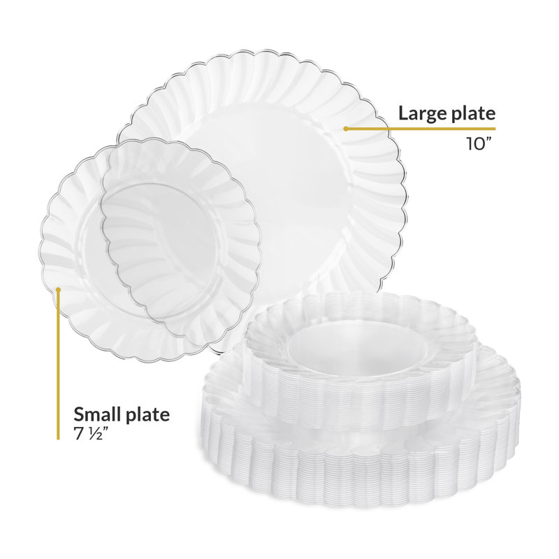 Ensemble de 50 pièces d'assiettes à vaisselle jetables en plastique transparent