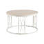 Table basse ronde de 27,5 po avec plateau en grain de bois et base géométrique en métal-776564489