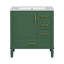 Ensemble de meuble-lavabo 30 po, à fixation au sol, avec trois tiroirs, portes à fermeture douce, avec longues poignées en métal doré - parfait pour les petites salles de bain
