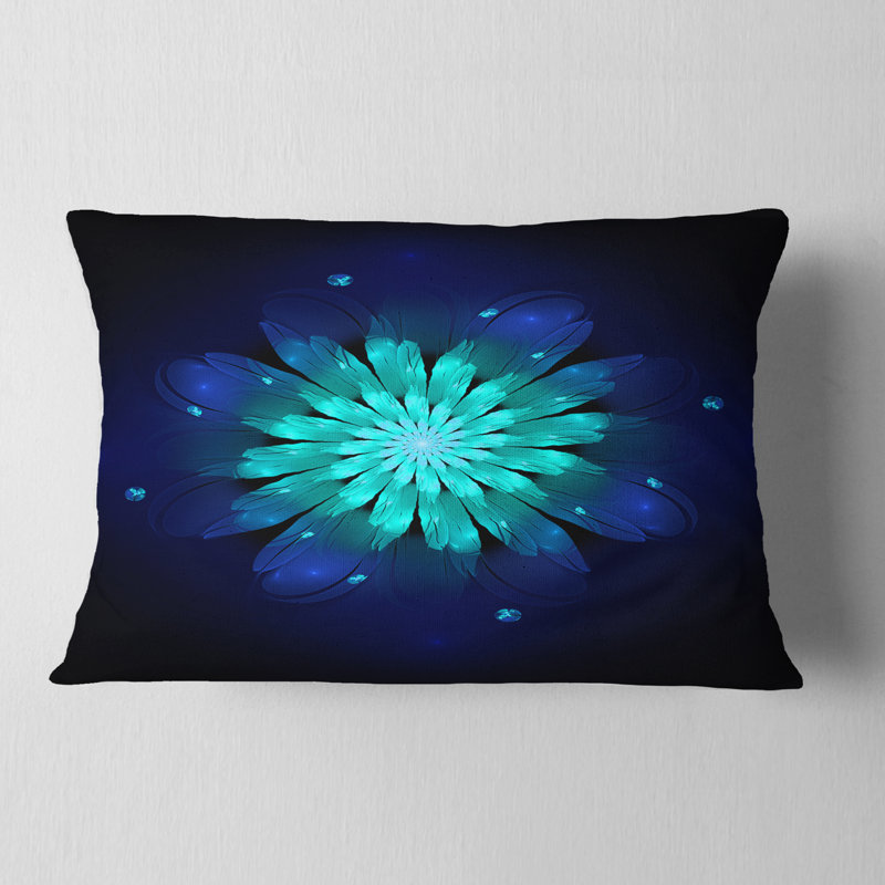 Coussin Fractal Flower Blue N Turquoise