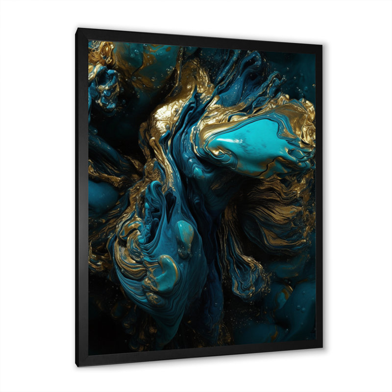 Abstrait liquide, reproduction sur toile, Toile encadrée noire à coins fermés, H 32 po x l 24 po x P 1 po