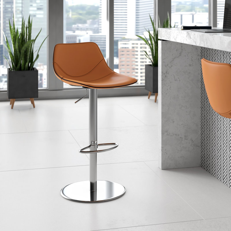 Tabouret de bar Saliym, Similicuir caramel foncé