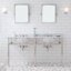 Meuble-lavabo ovale en pierre avec robinet et trop-plein 72 po. -674704320