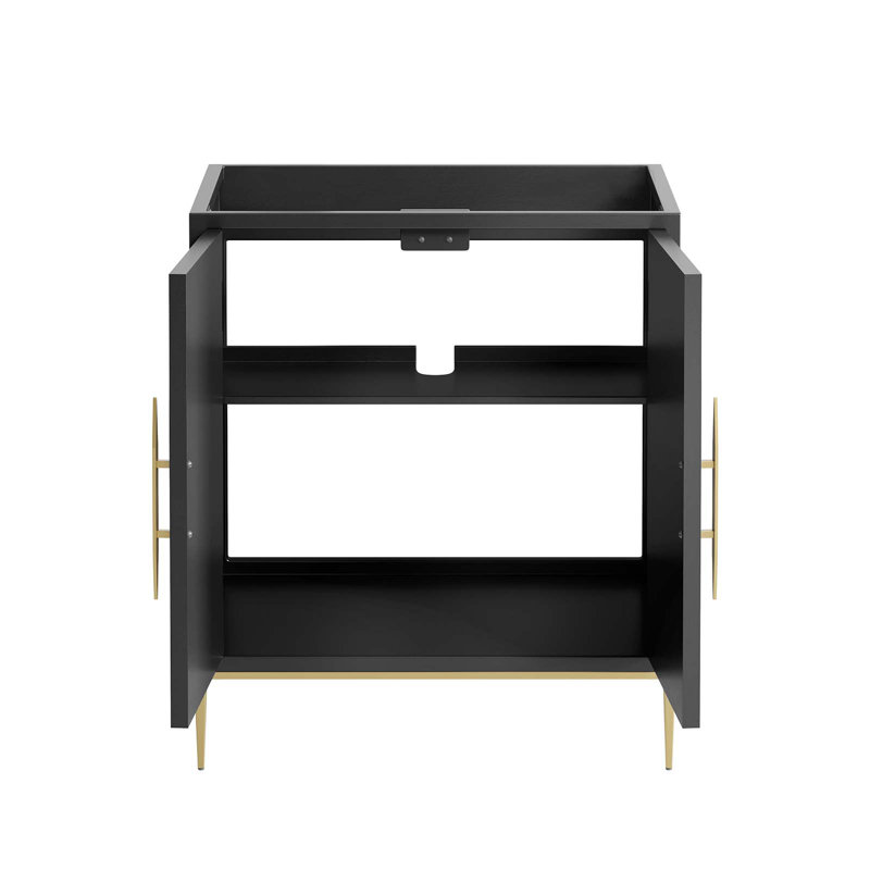 Awaken Black and Gold 30" Modern Bathroom Vanity Cabinet
