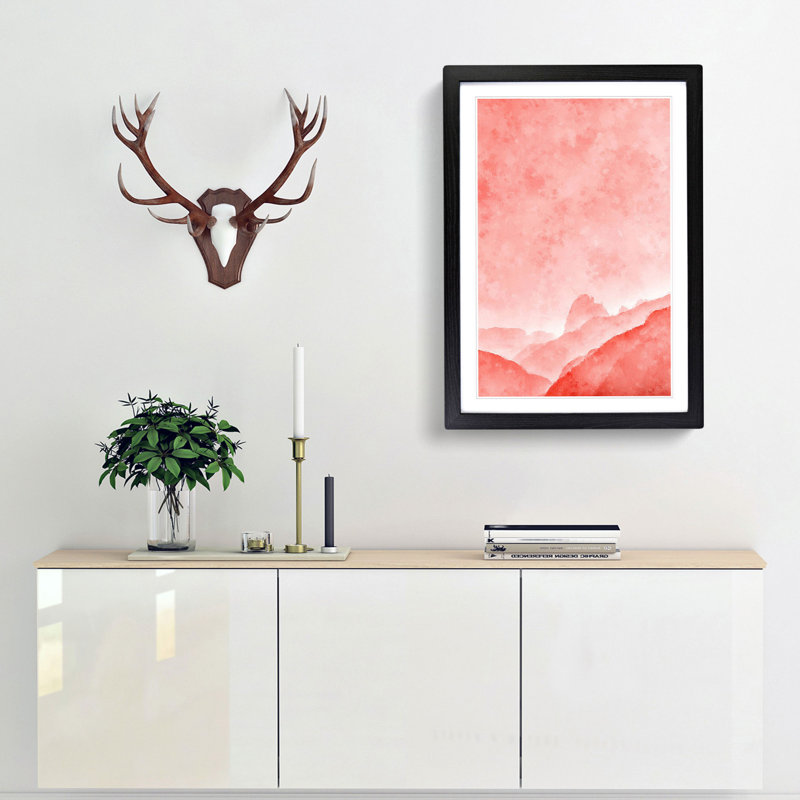 Coral Mountains - Picture Frame Painting Print, Black Framed, 63cm H x 45cm W x 2cm D
