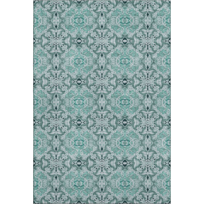 Premium Machine Washable Prisco Teal Rug