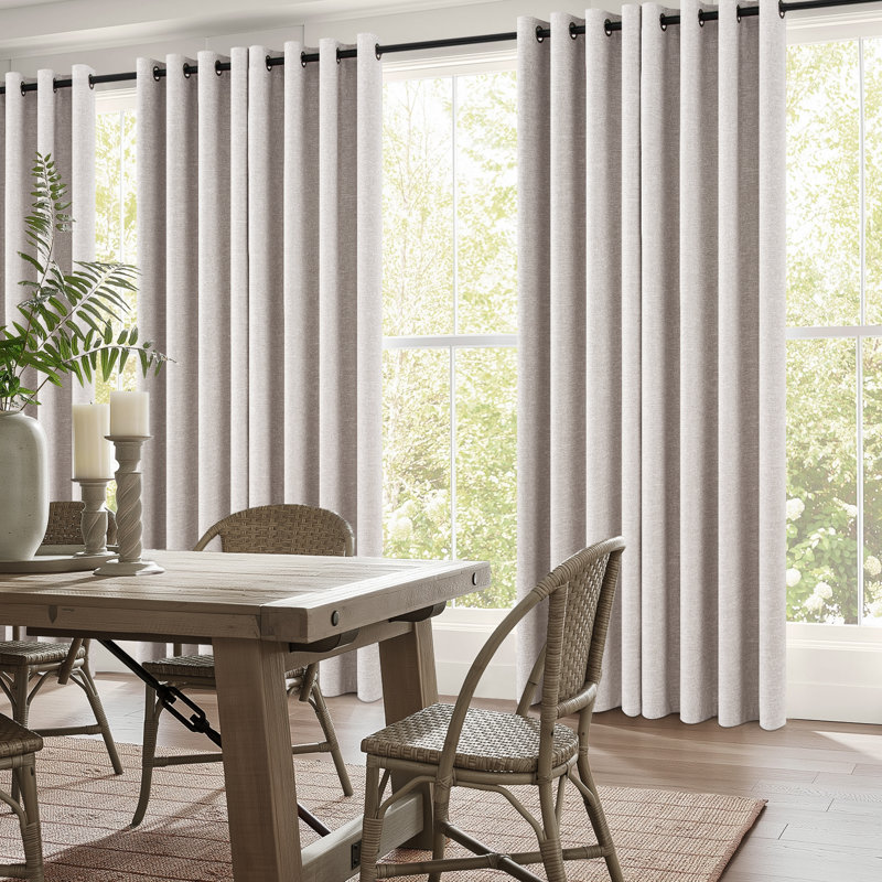 Dennan Curtains , Grommet Top Thick 100% Blackout Drapes Full Light Blocking Curtains, 52" W x 90" L, Linen