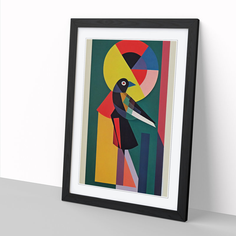 Magpie Bird Abstract Vol.3 1 Piece Single Picture Frame Wall Art, 64cm H x 46cm W x 2cm D, Black