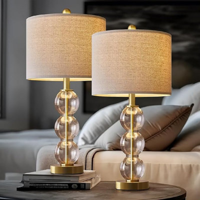 Mercer41 24'' Glass Table Lamps Set Of For Bedroom Living Room