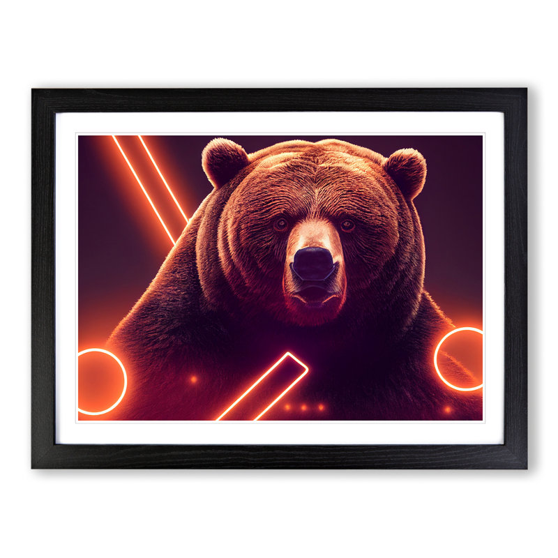 Futuristic Bear - Single Picture Frame Print, Black Framed, 46cm H x 64cm W x 2cm D