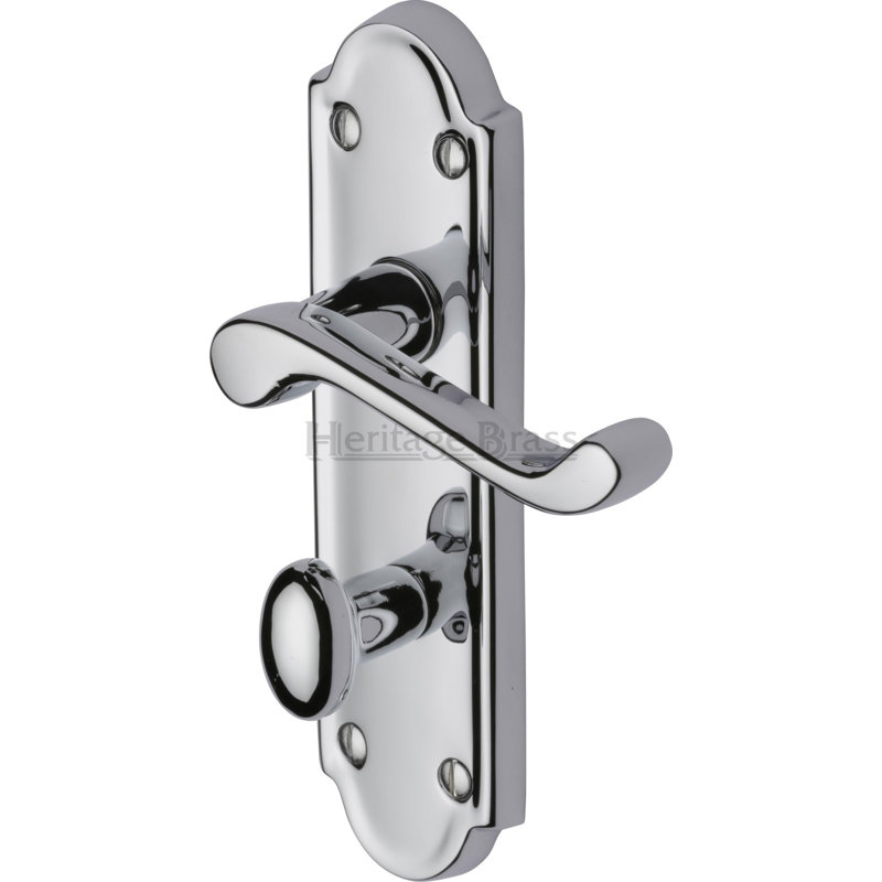 Heritage Brass Heritage Door Handle for Bathroom Meridian Design, Polished Chrome