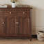 Banc de rangement pour chaussures en bois massif brun noisette-810700878