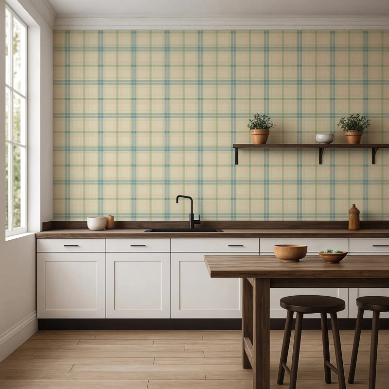 English Check, Greenhouse, Faux Grasscloth