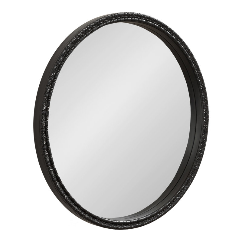 Round Ornate Bathroom Mirror, Black