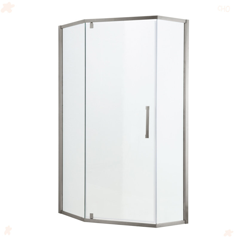 Shower Door 34-1/8" X 72" Semi-Frameless Neo-Angle Hinged Shower Enclosure, Chrome