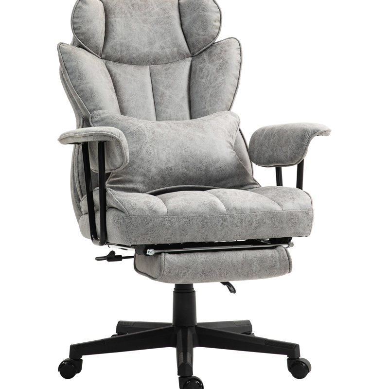 Office Chair, Gray Color. 400Lbs Capacity. Lumbar Support And Foot Rest. Reclining Function 360 Swivel. Ergonomic Adjustable Chair Big Tall By , 400Lbs, Gray, Rest, Microfiber, Support, Reclining,