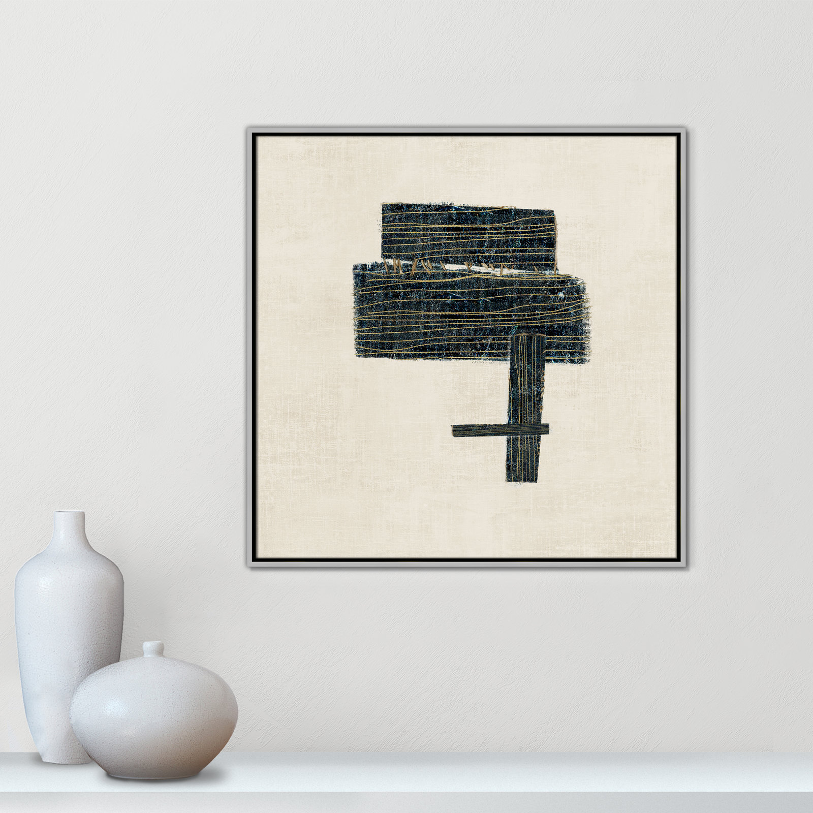 Stiched I Print by , 31.5" H x 31.5" W, Silver