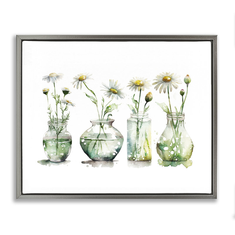 "Vases en verre", art mural encadré par Svetlana Aleynikova, Cadre flottant gris lustré, H 25 po x l 31 po