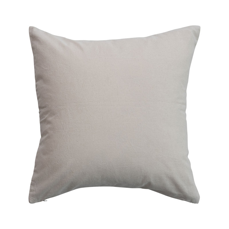 Oreiller carré en coton tissé imprimé avec motif abstrait et feuille d'argent, Beige / gris abstrait, Carré 20 po