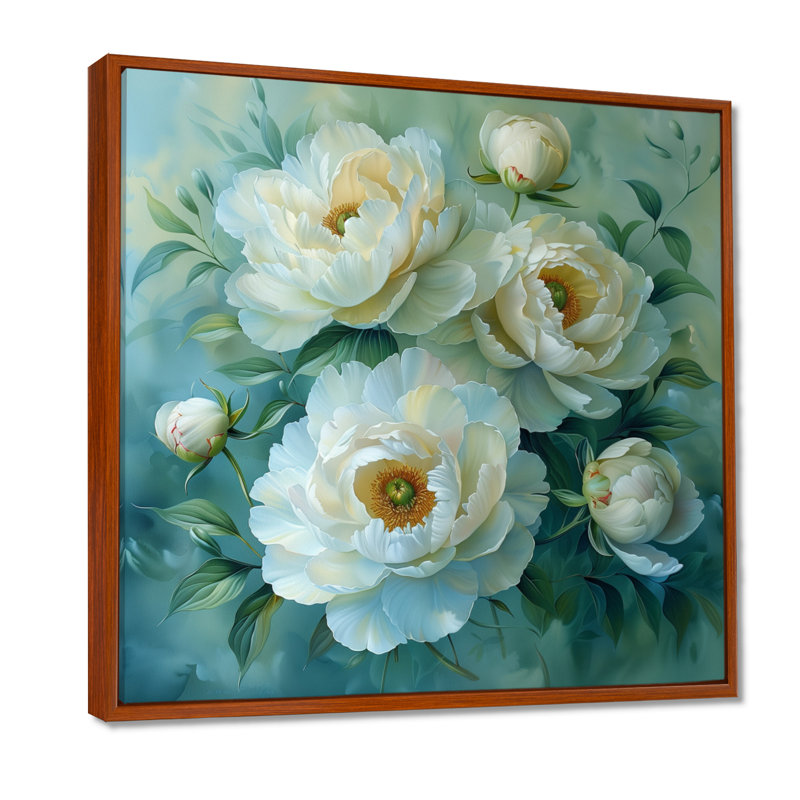 Moten - pivoines, salon d'art mural, H 16 po x l 16 po, Encadrement brun