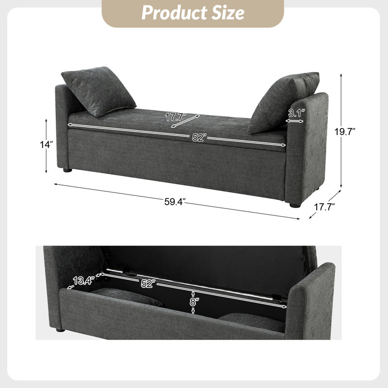 Banc de rangement Aristides, Gris anthracite