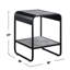 Table de bout rectangulaire avec cadre en métal gris béton et noir, tablette ouverte pour présentation de magazines, profondeur 15,55 po, largeur 18,41 po, hauteur industrielle 21,39 po avec structure, couleurs noires, rangement
