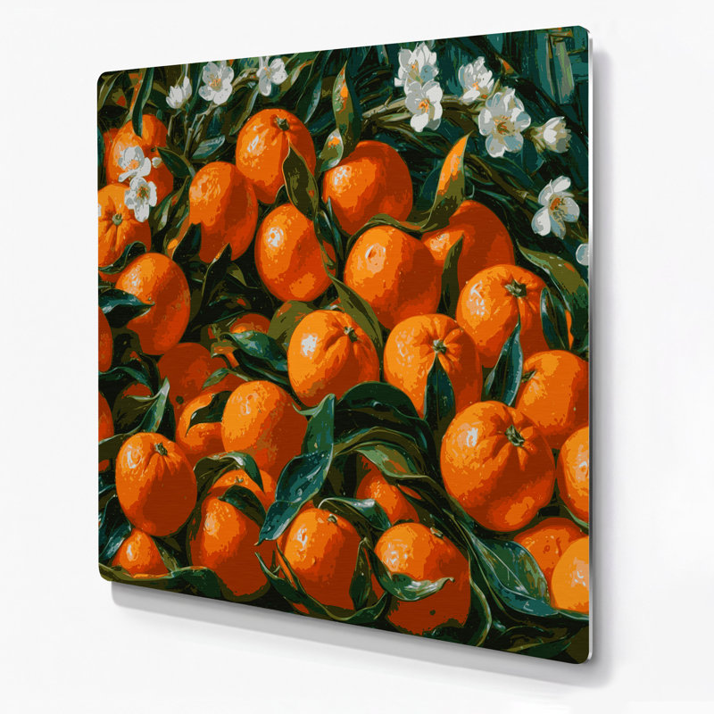Art mural en métal «Fruit Mandarin Green», H 12 po x l 12 po