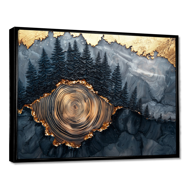 «Giuditta Pine Forest Landscape on Stone Horizon I», art mural forêt, H 12 po x l 20 po, Cadre flottant