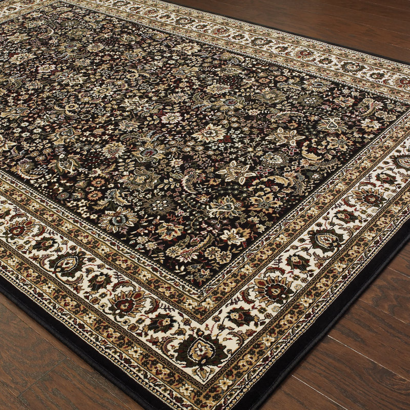 Tapis oriental vert / ivoire Shelburne, Rectangle 6 pi 7 po x 9 pi 6 po