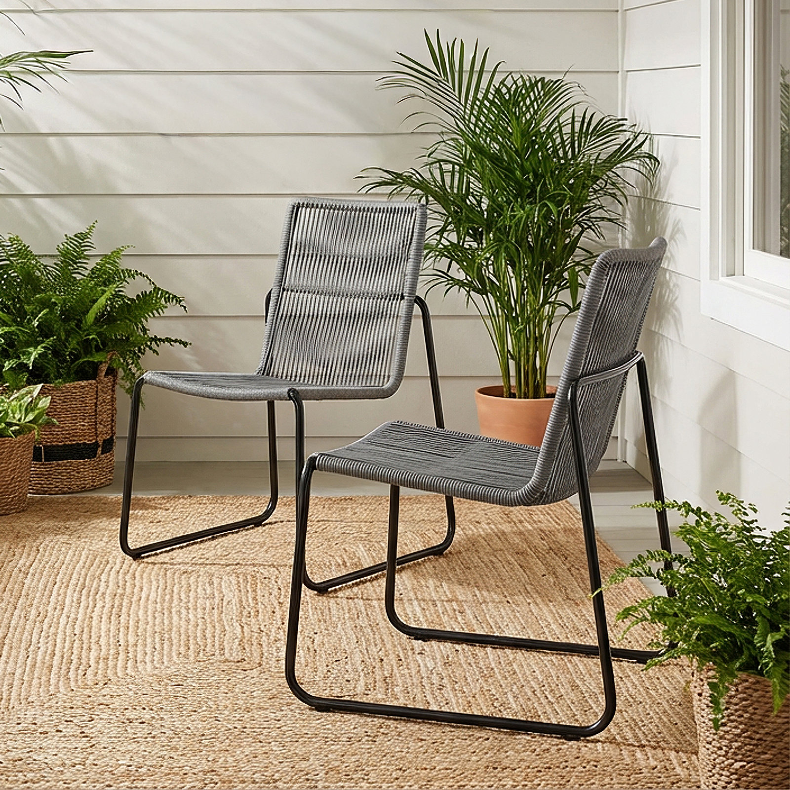 Patio Lounge Chair, Gray/Black