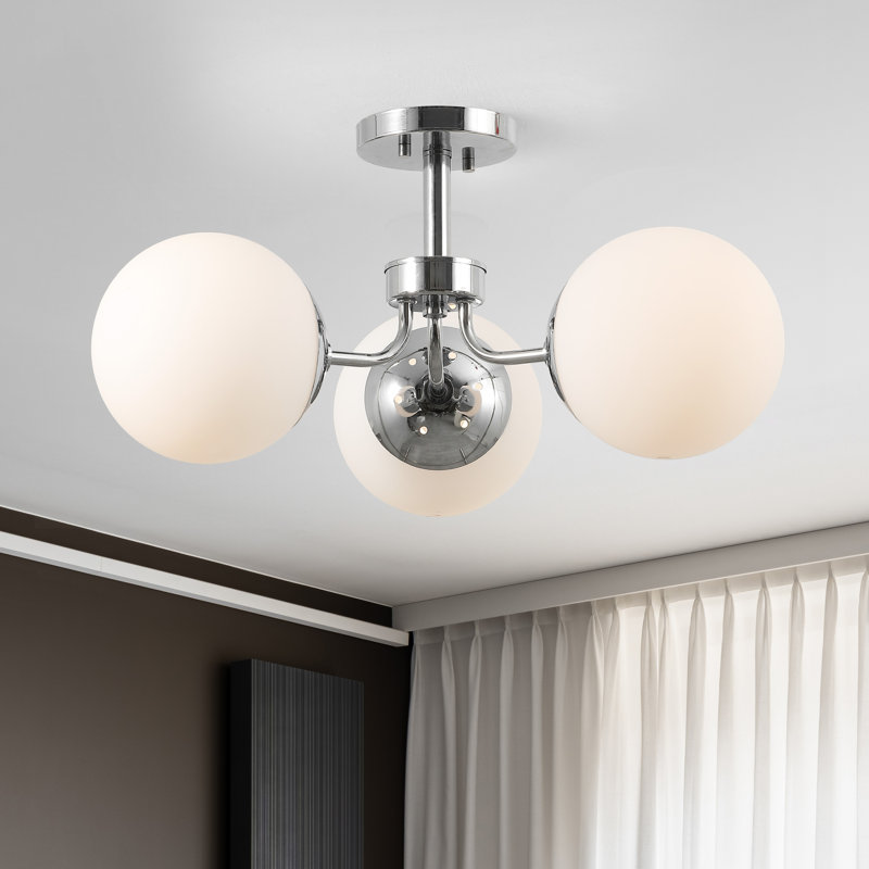 Plafonnier semi-encastré 3 lumières 23,5 po, Chrome