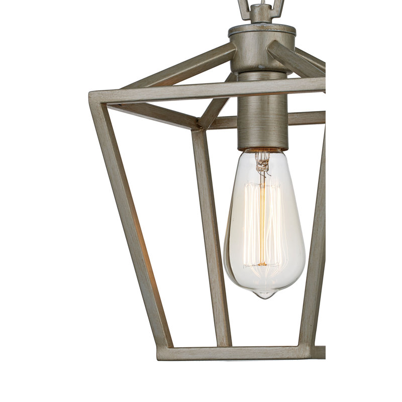 Luminaire suspendu géométrique à 1 lumière Neubauer, Argent antique