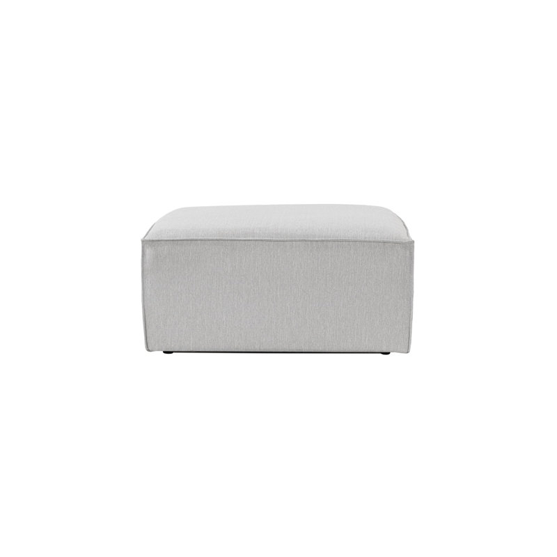 Stylish Pouffe Ottoman, Light Grey, 25.9 x 16.9 inches | 100% Hornbeam Frame & 100% Linen Fabric, 32 DNS Foam for Comfortable Seating | Durable Plastic Legs, Perfect for Living Room & Bedroom Decor
