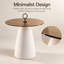 Table d'appoint intérieure avec plateau en verre brun, base texturée blanche et silhouette ronde