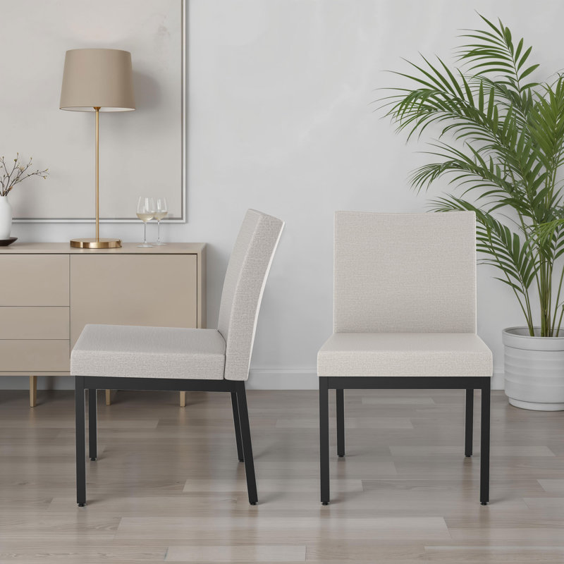 Driggers Upholstered Dining Chair, Light Gray, Black