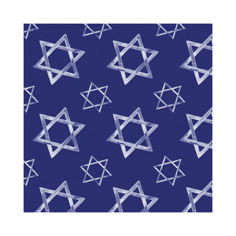 «Boho Hanukkah Collection H» par Grace Popp - reproduction imprimée, Toile tendue, Pas de tapis, H 26 po x l 26 po x P 1,5 po