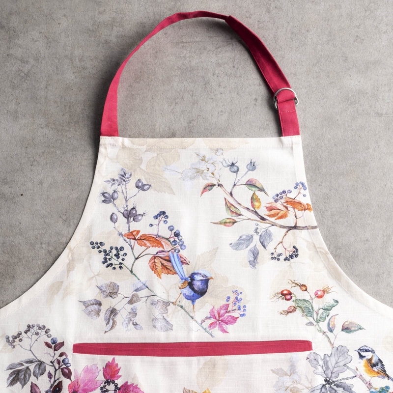 Equinoxe Floral Cotton Bib Apron, Beige/Pink