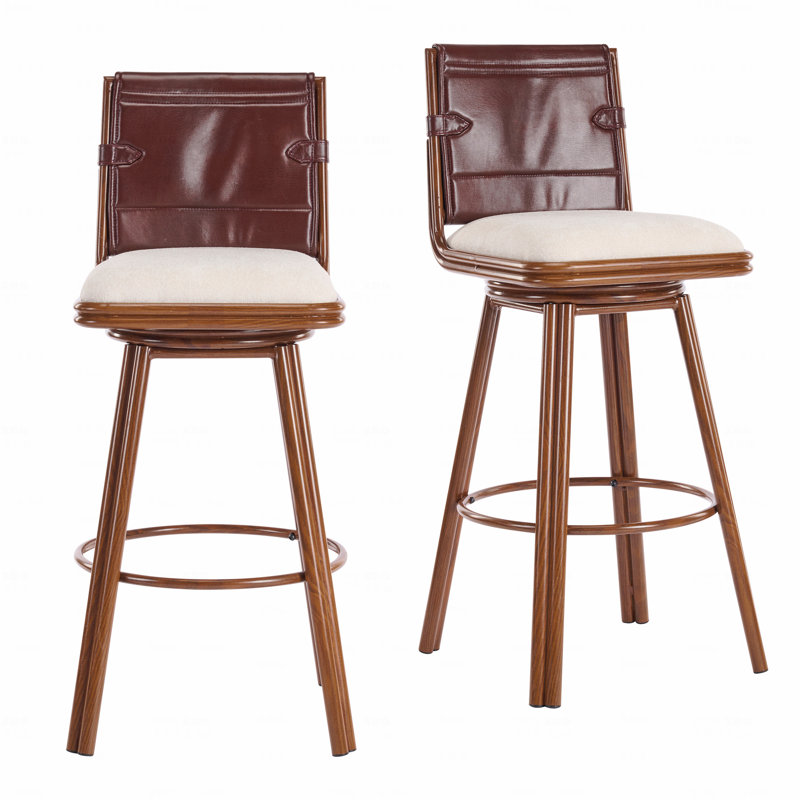 Ensemble de 2 chaises de salle à manger, tabouret de bar rembourré avec structure en métal,