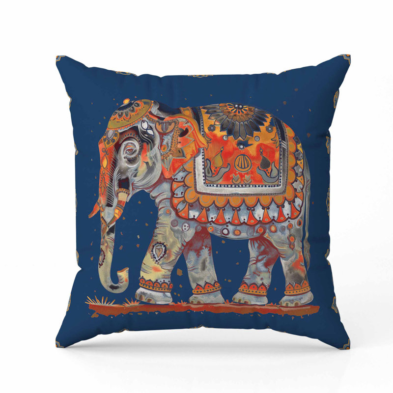 Coussin décoratif en faux suède, Carré 18 po, Bleu/rouge/orange