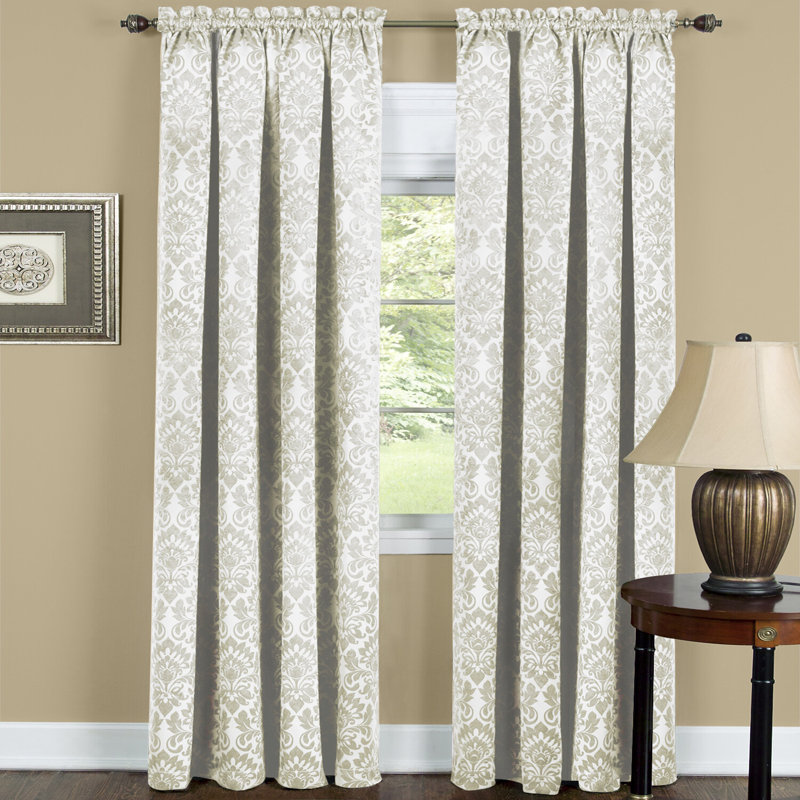  Royal Living 2 Piece Rod Pocket Damask Design 95% Blackout Curtain Panels - ASSORTED COLORS & SIZES, Ivory, 84 in. Long