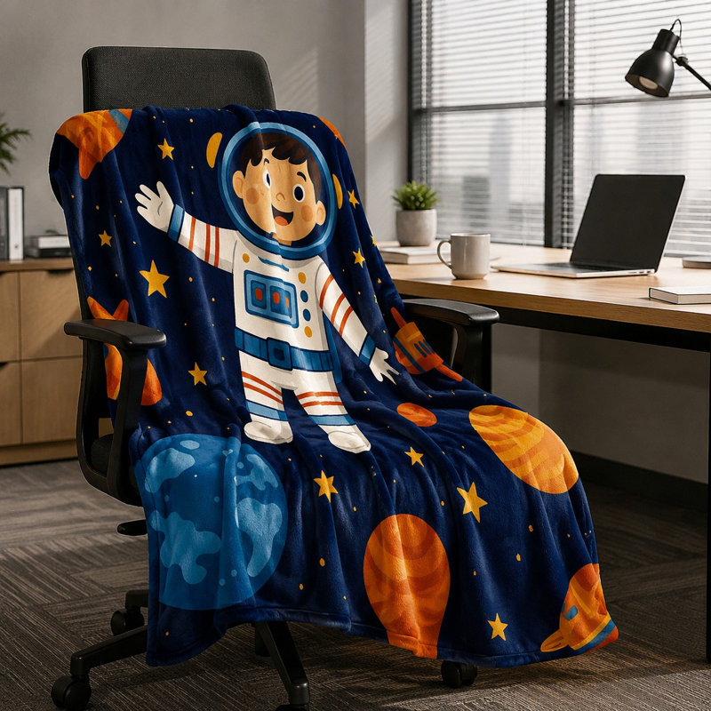 Mignon astronaute mignon, motif de planètes de l'espace, douillette douillette pour canapé, canapé, chambre à coucher, décoration de salon