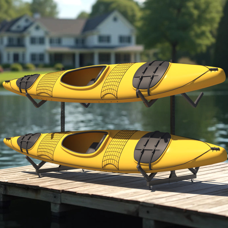 Support à kayak autoportant réglable à 2 niveaux avec accoudoirs rembourrés et roues verrouillables Launda