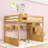 Loft Wooden Bed with Staircase and Shelves-730013241