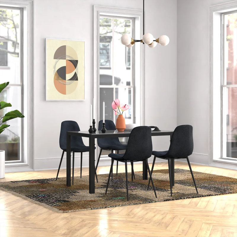 Ally Glass Top Four Leg Dining Set, Blue, 5