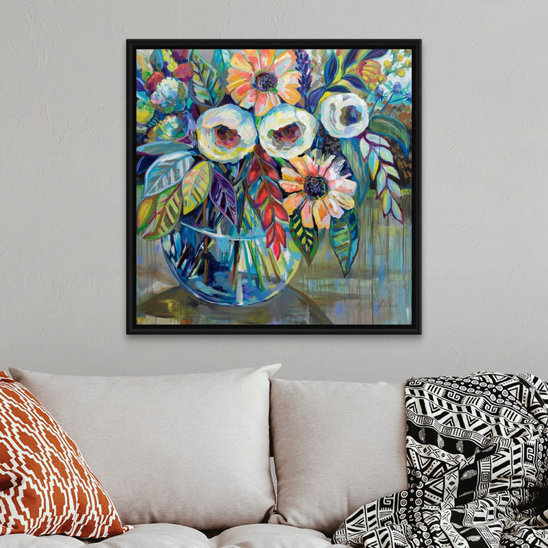 «Joy» par Jeanette Vertentes - reproduction d'art, Cadre flottant noir, H 38 po x l 38 po x P 1,75 po