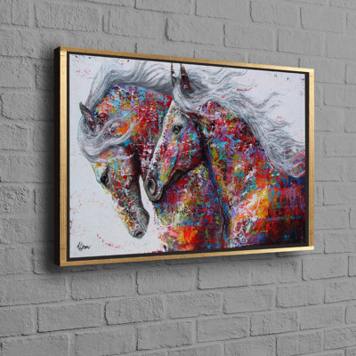 Toile abstraite d'art cheval avec des options personnalisées, idéale comme décoration de mariage ou cadeau de fête des pères mettant l'accent sur un décor mural à thème animal