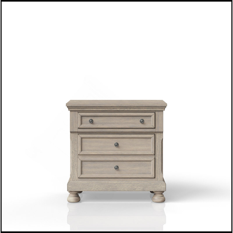 Table de chevet deux tiroirs gris antique