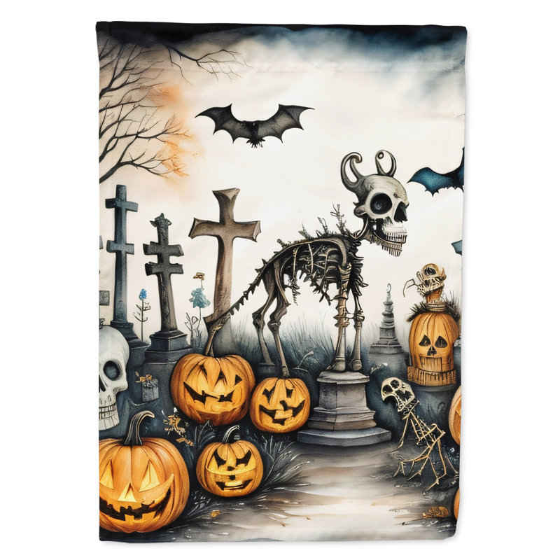 Drapeau de maison d'Halloween en polyester à double face H 40 po x l 28 po